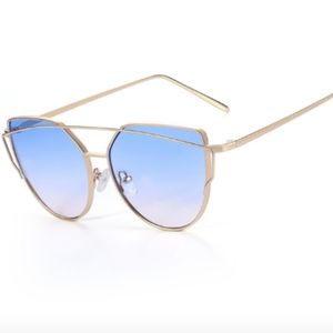 Cat Eye Mirrored Sunglasses Blue
